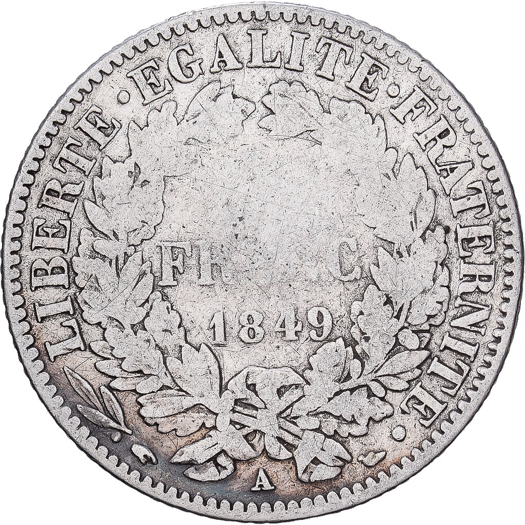 Frankrijk, Franc, Cérès, 1849, Paris, Zilver, ZG+, KM:759.1