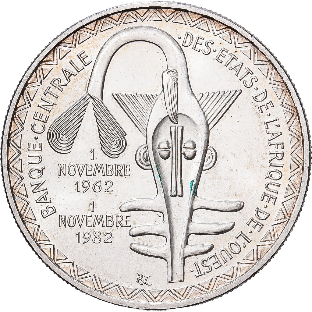 Kraje Afryki Zachodniej, 5000 Francs, 1982, Srebro, MS(60-62), KM:11