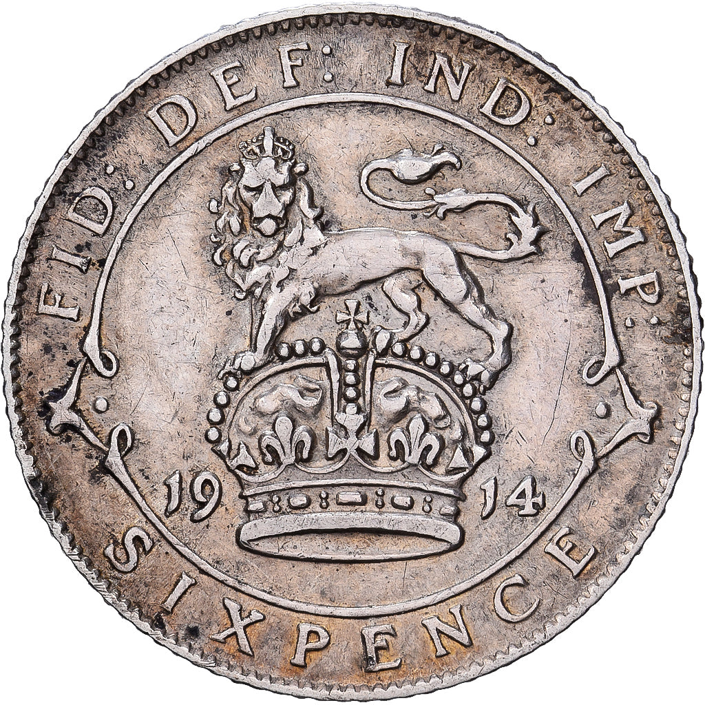 Groot Bretagne, George V, 6 Pence, 1914, Zilver, FR+, KM:815