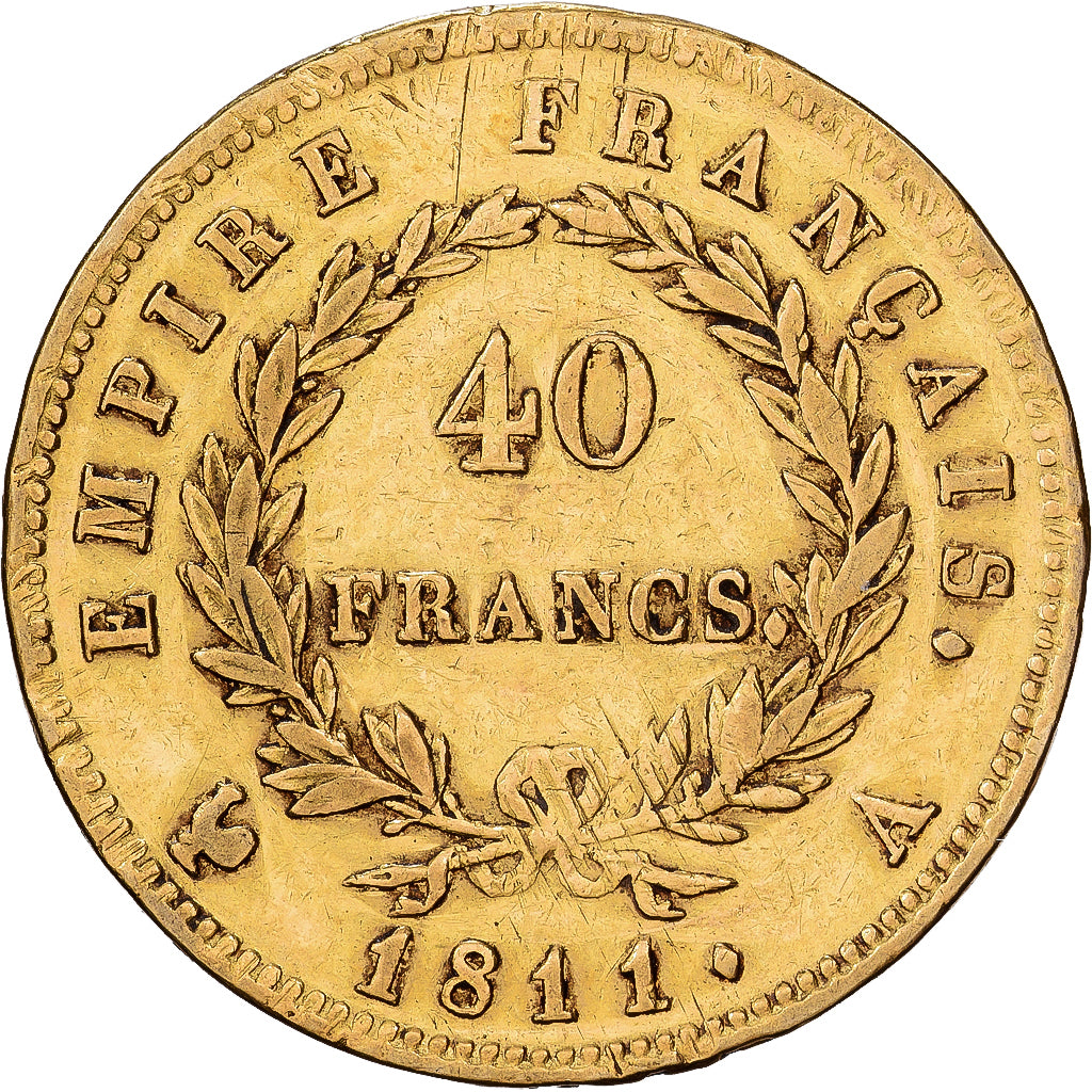 Francia, 40 Francs, Napoléon I, 1811, Paris, Oro, MB+, KM:696.1
