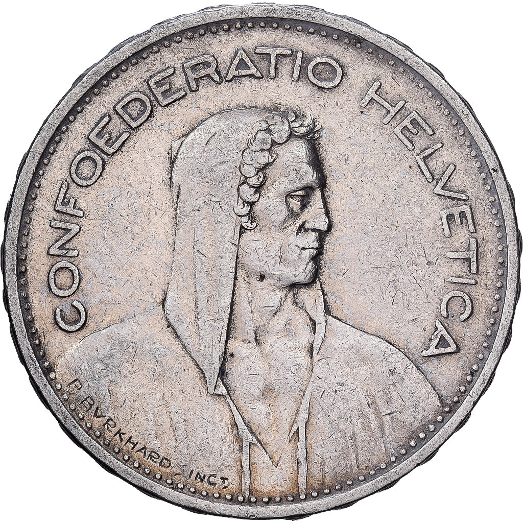 Zwitserland, 5 Francs, 1933, Bern, Zilver, FR+, KM:40