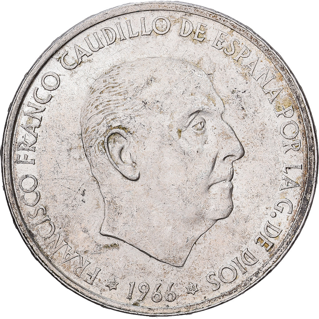 Hiszpania, Caudillo and regent, 100 Pesetas, 1966 (68), Srebro, AU(55-58)