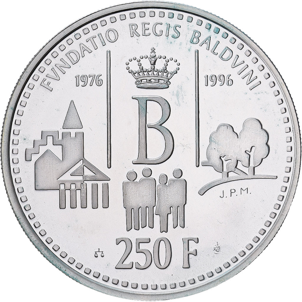 Belgia, 250 Francs, 250 Frank, 1996, Srebro, MS(60-62), KM:202