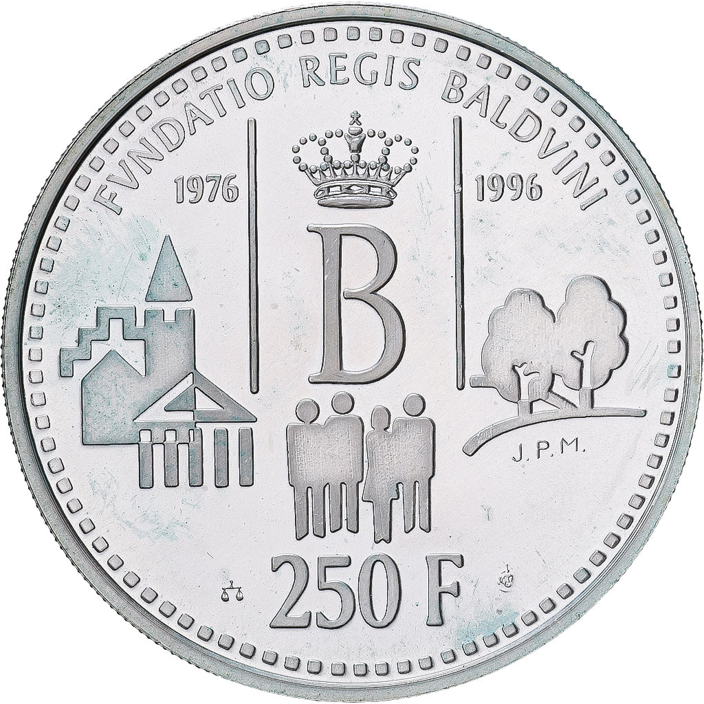 Belgia, 250 Francs, 250 Frank, 1996, Srebro, MS(60-62), KM:202