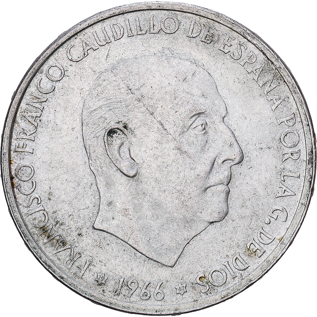 Hiszpania, Caudillo and regent, 100 Pesetas, 1966 (67), Srebro, VF(30-35)
