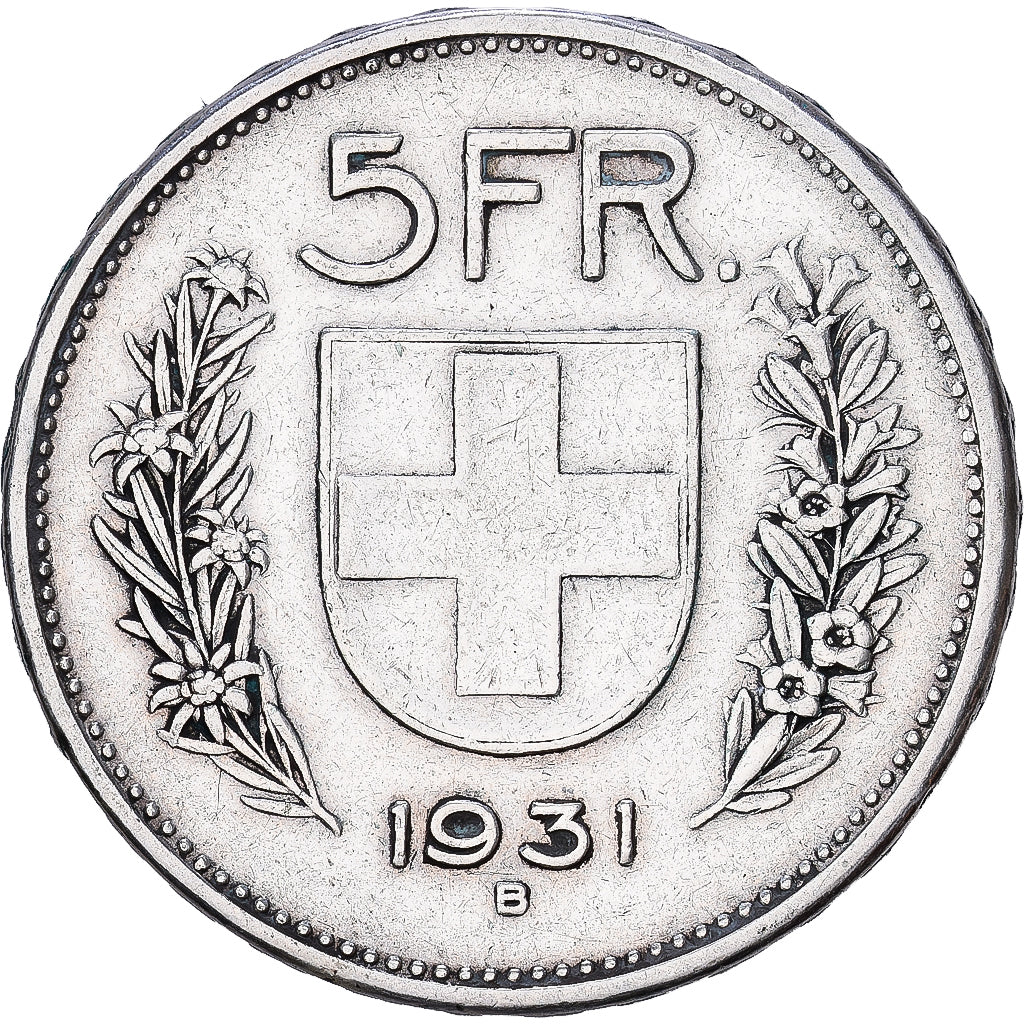 Zwitserland, 5 Francs, 1931, Bern, Zilver, FR+, KM:40