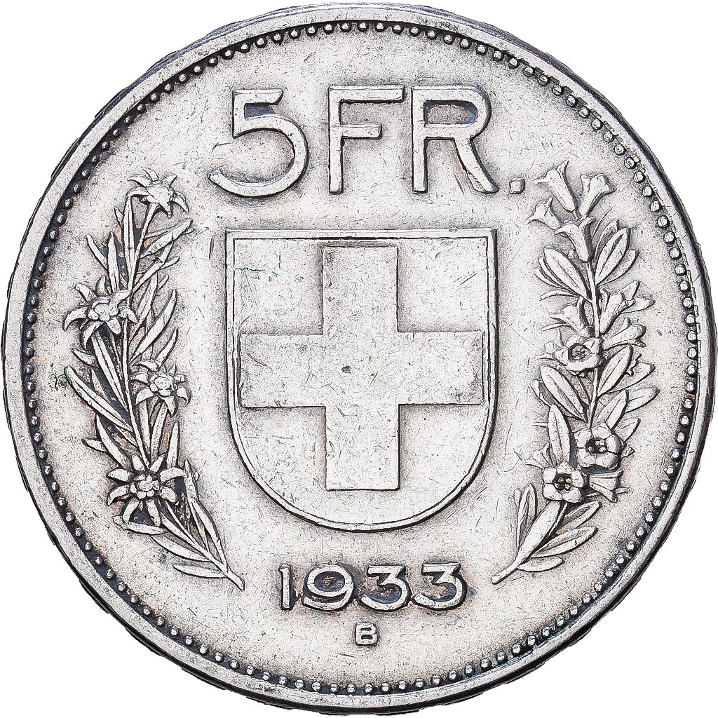 Switzerland, 5 Francs, 1933, Bern, Silver, VF(30-35), KM:40