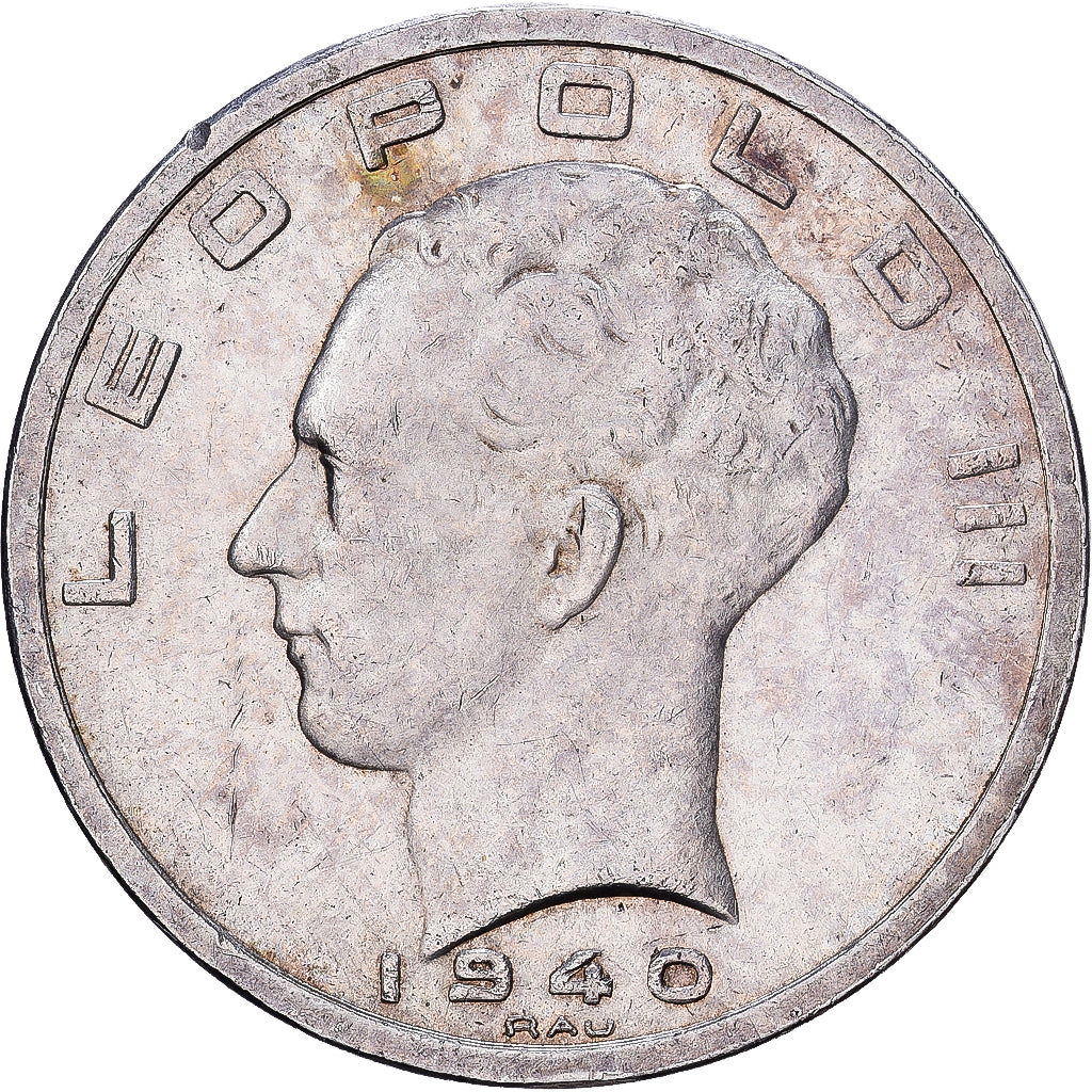 Belgia, 50 Francs, 50 Frank, 1940, Srebro, VF(30-35), KM:122.1