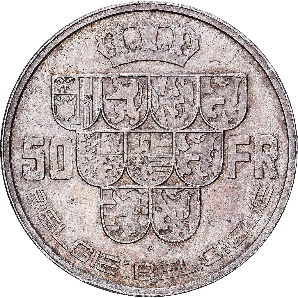 Belgia, 50 Francs, 50 Frank, 1940, Srebro, VF(30-35), KM:122.1