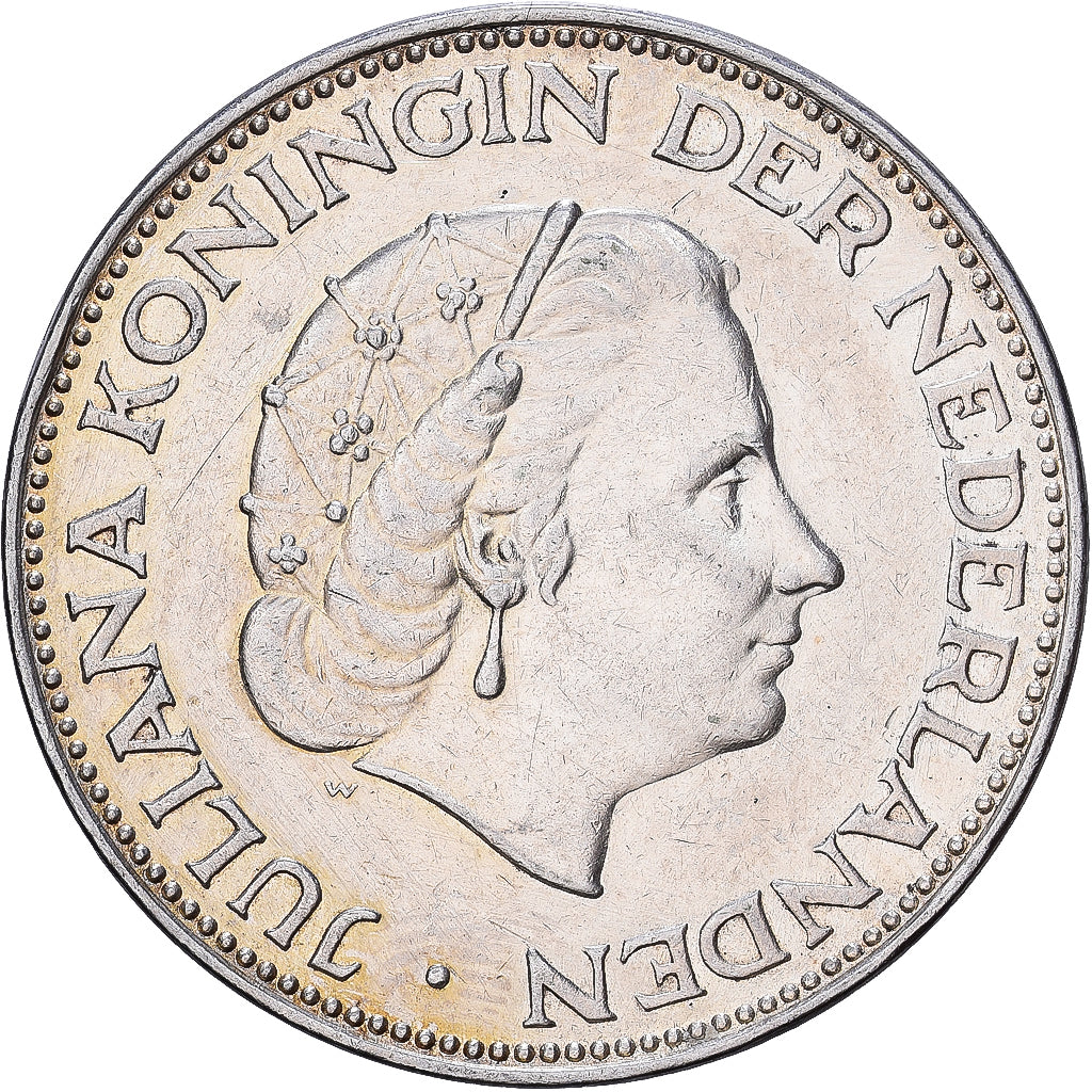 Nederland, Juliana, 2-1/2 Gulden, 1960, Zilver, ZF, KM:185