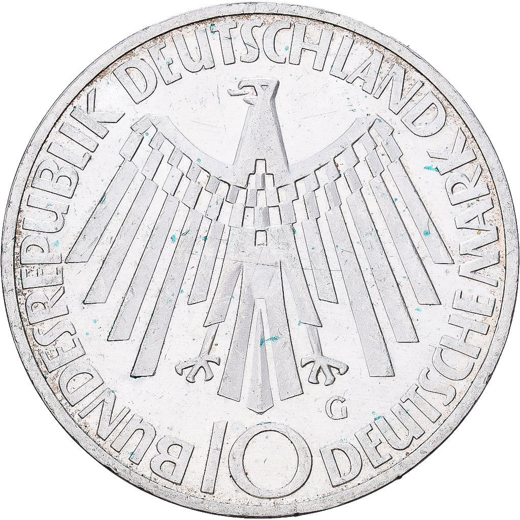 Federal Republic of Germany, 10 Mark, 1972, Karlsruhe, Silver, AU(55-58)