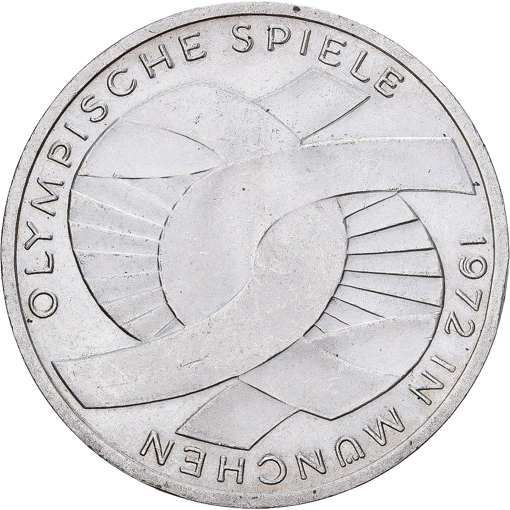 Federal Republic of Germany, 10 Mark, 1972, Stuttgart, Silver, AU(55-58), KM:131