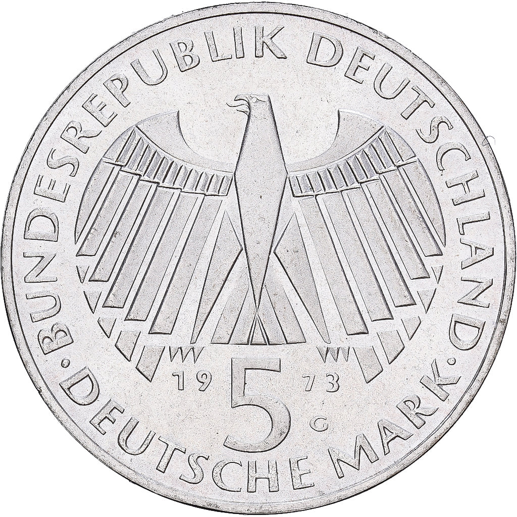 République fédérale d'Allemagne, 5 Mark, 1973, Karlsruhe, Argent, SUP, KM:137