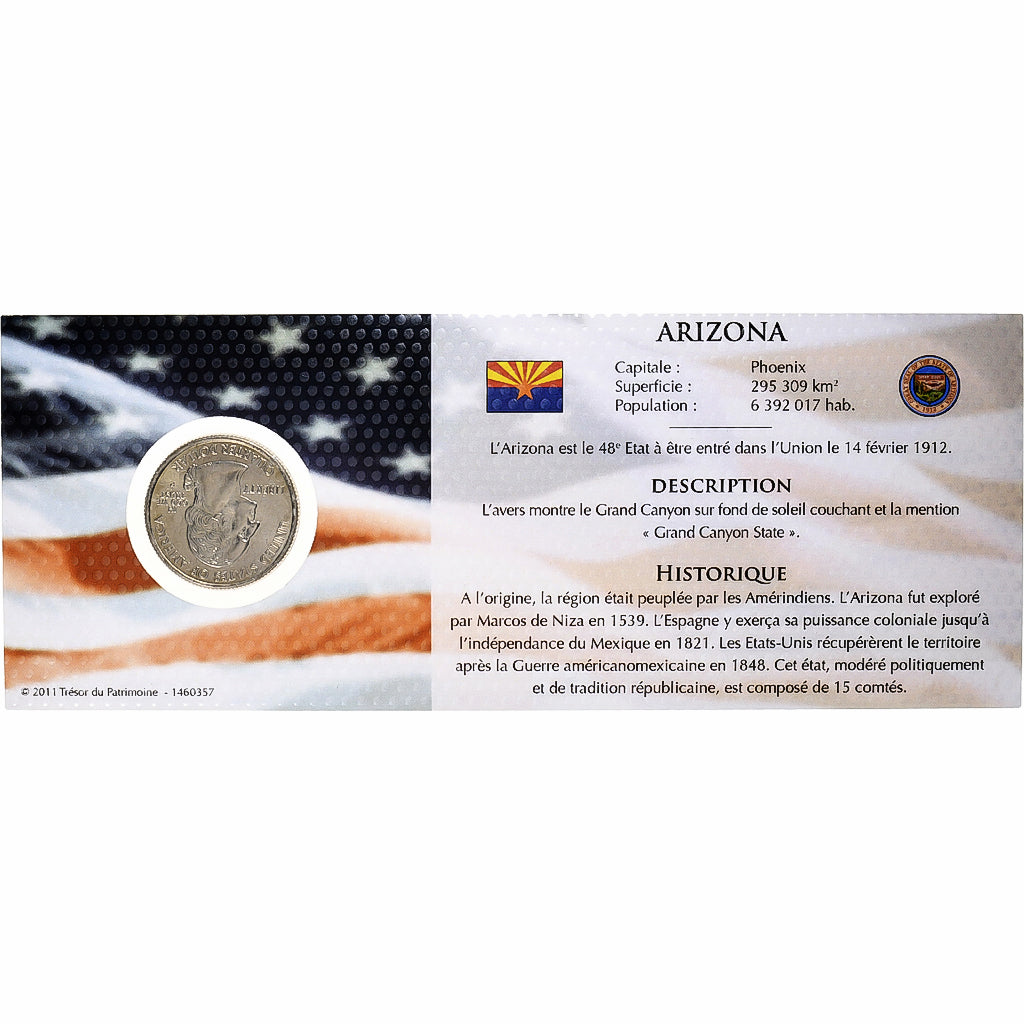 Estados Unidos, quarter dollar, Arizona, 2008, Philadelphia, Cobre - níquel