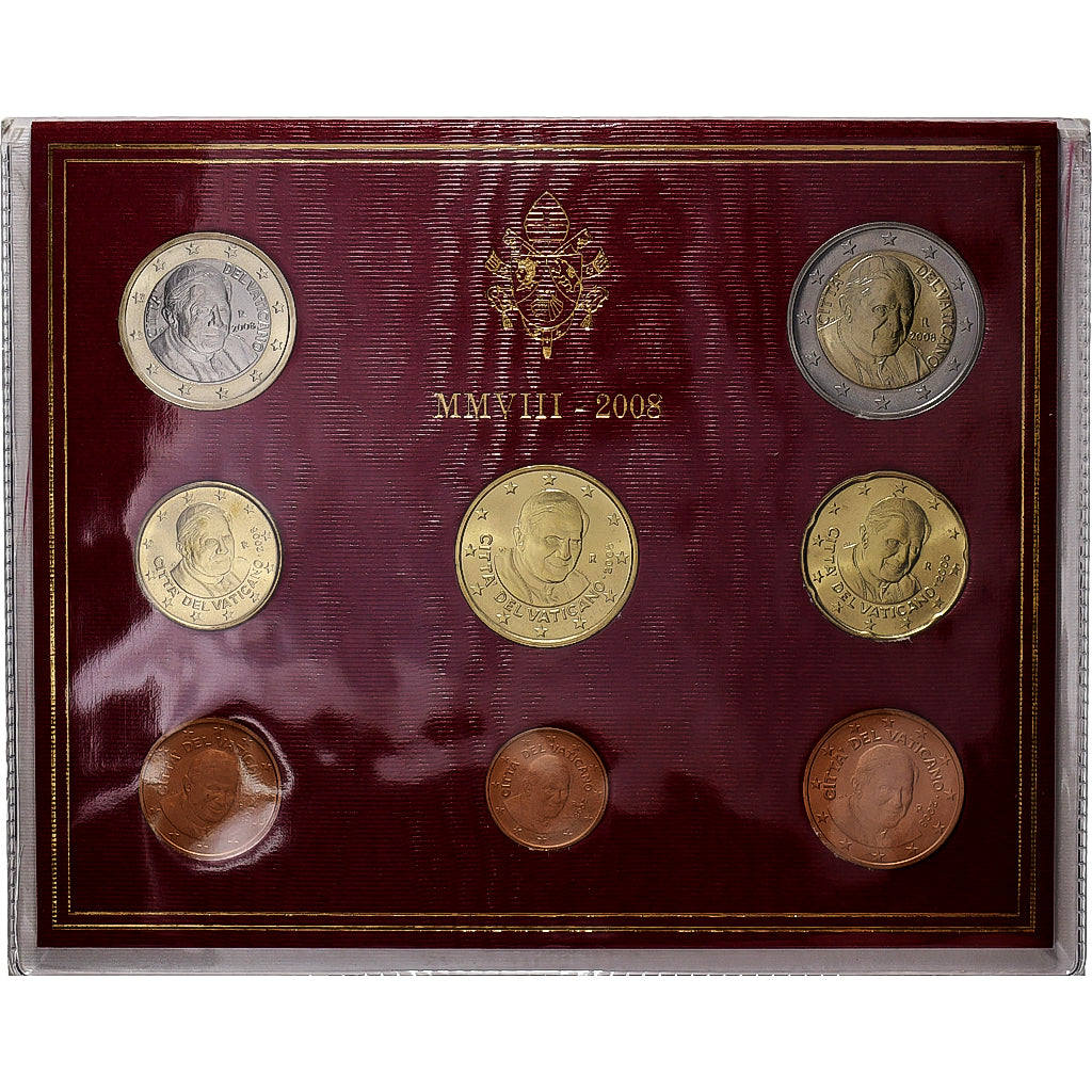 Vaticano, Benedict XVI, 1 Cent to 2 Euro, BU, 2008, Rome, Sin información, FDC