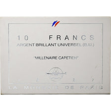 Francja, 10 Francs, Millénaire Capétien, 1987, Monnaie de Paris, BU, Srebro