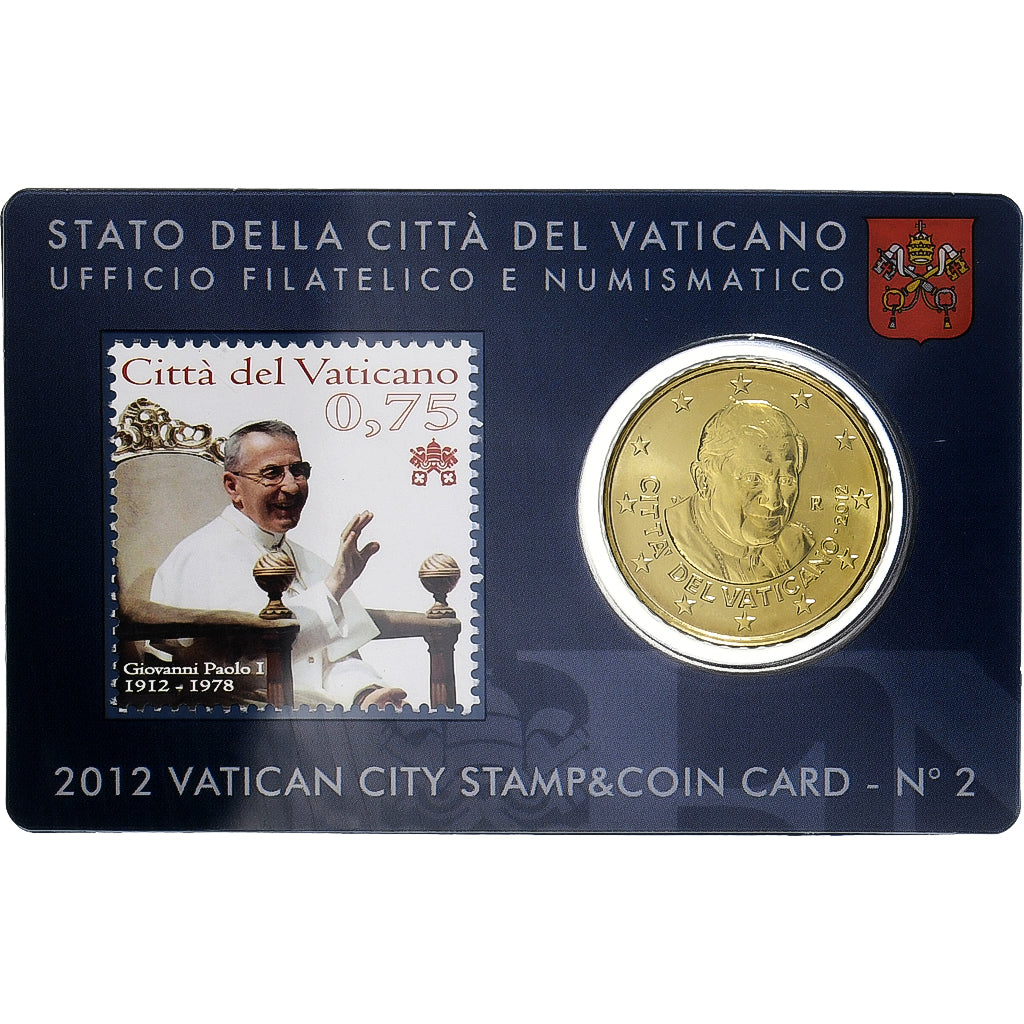 Vaticano, Benedict XVI, 50 Euro Cent + Stamp, Giovanni Paolo I, 2012, Rome