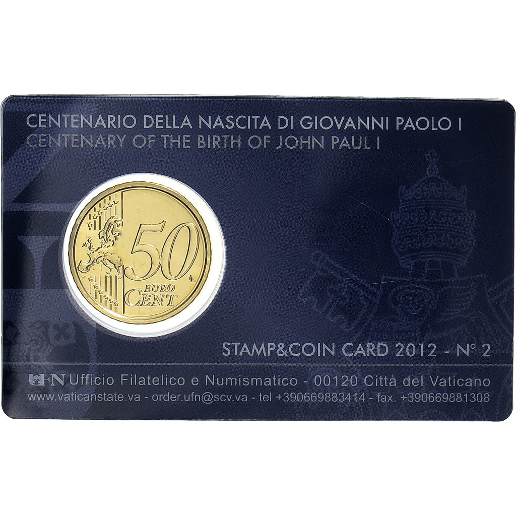 Vaticano, Benedict XVI, 50 Euro Cent + Stamp, Giovanni Paolo I, 2012, Rome