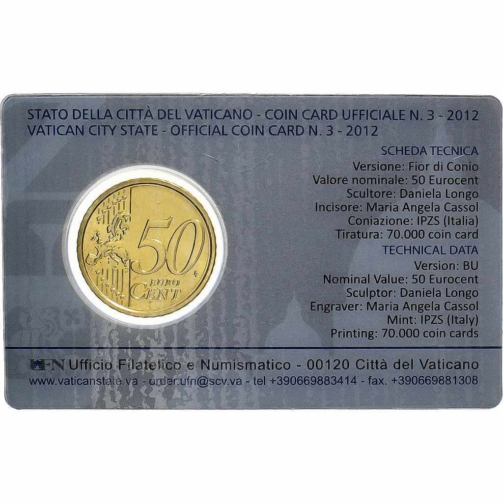 Vatican, Benedict XVI, 50 Euro Cent, 2012, Rome, Nordic gold, MS(65-70)