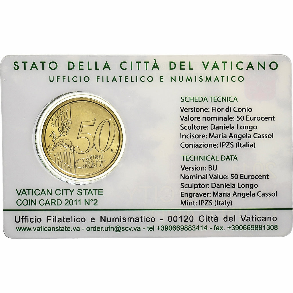 Vatican, Benedict XVI, 50 Euro Cent, 2011, Rome, Nordic gold, MS(65-70)