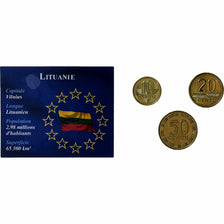 Lithuania, 10 + 20 + 50 centu, 2000, Vilnius, Brass, MS(65-70)
