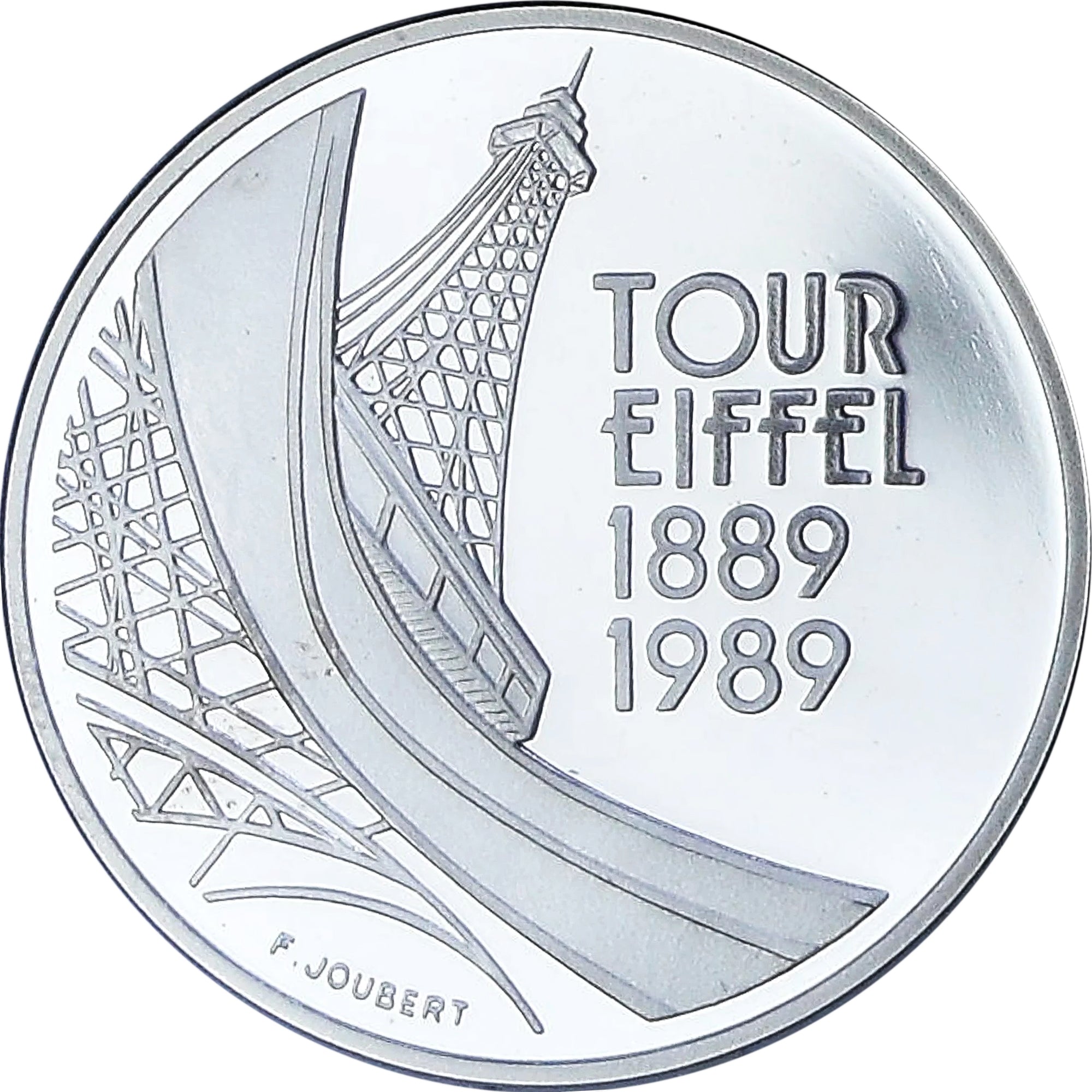 França, 5 Francs, Tour Eiffel, 1989, Monnaie de Paris, Proof, Prata, MS(65-70)
