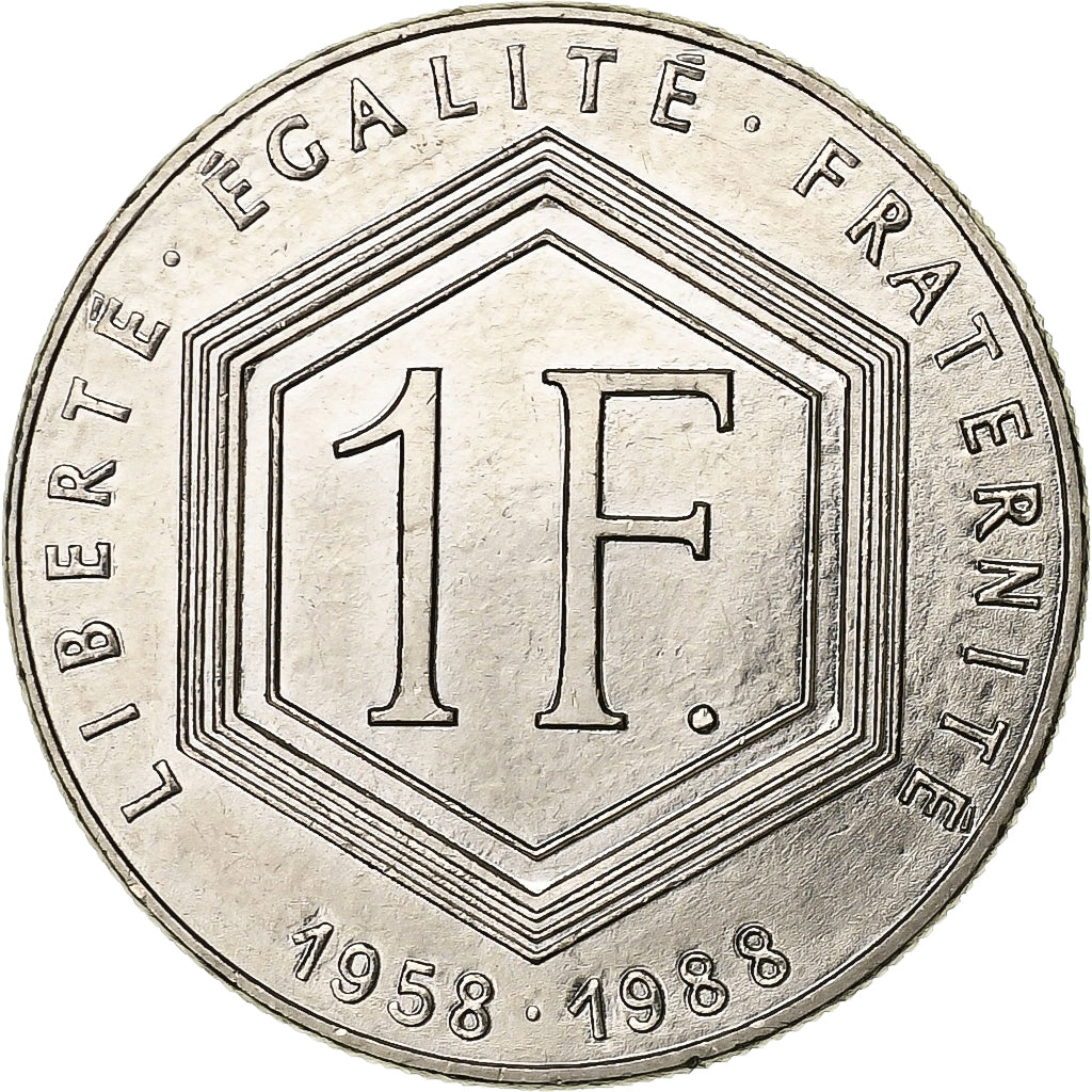 France, Franc, Charles de Gaulle, 1988, Pessac, Without hallmarks, Nickel