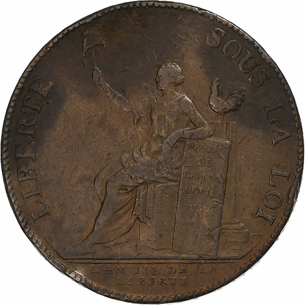 France, Monneron de 2 Sols, 1791, Birmingham, Bronze, VF(30-35), KM:Tn23