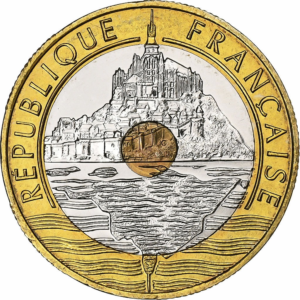Frankrijk, 20 Francs, Mont Saint-Michel, 2000, MDP, BU, Tri-Metallic, FDC