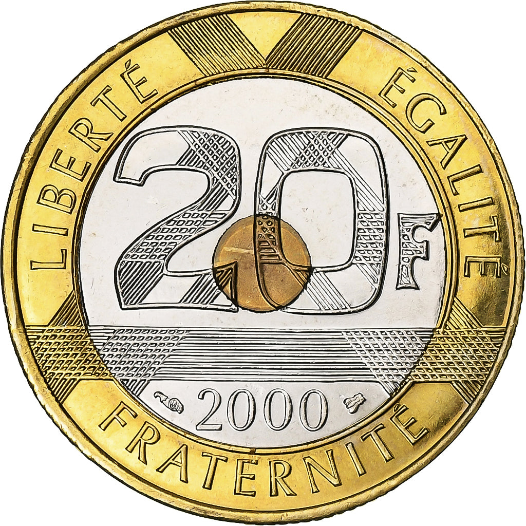Frankrijk, 20 Francs, Mont Saint-Michel, 2000, MDP, BU, Tri-Metallic, FDC