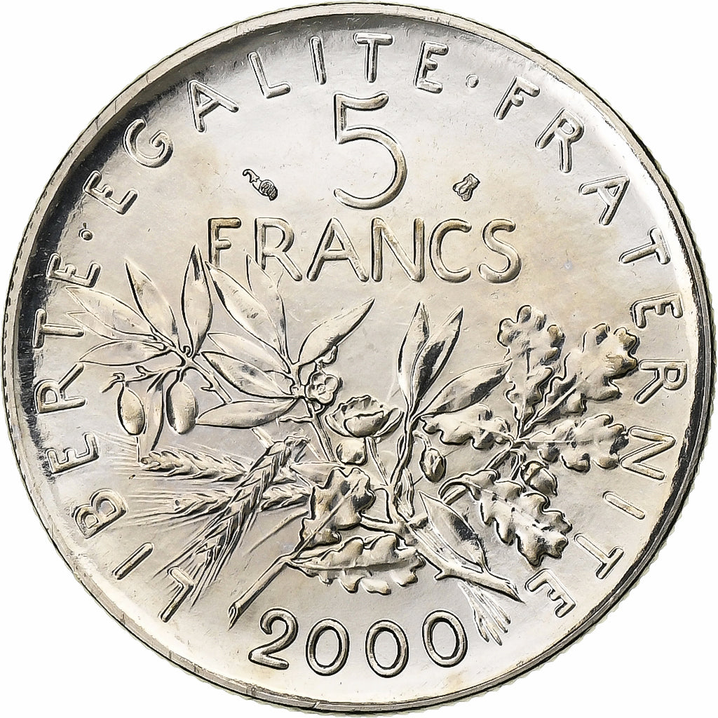 França, 5 Francs, Semeuse, 2000, MDP, BU, Cuproníquel, MS(65-70), Gadoury:771