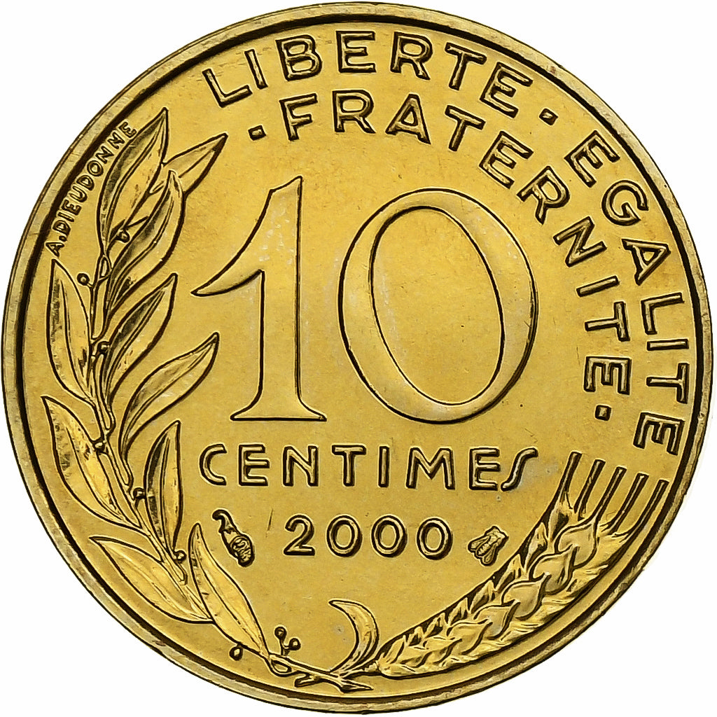 Francia, 10 Centimes, Marianne, 2000, MDP, BU, Aluminio - bronce, FDC