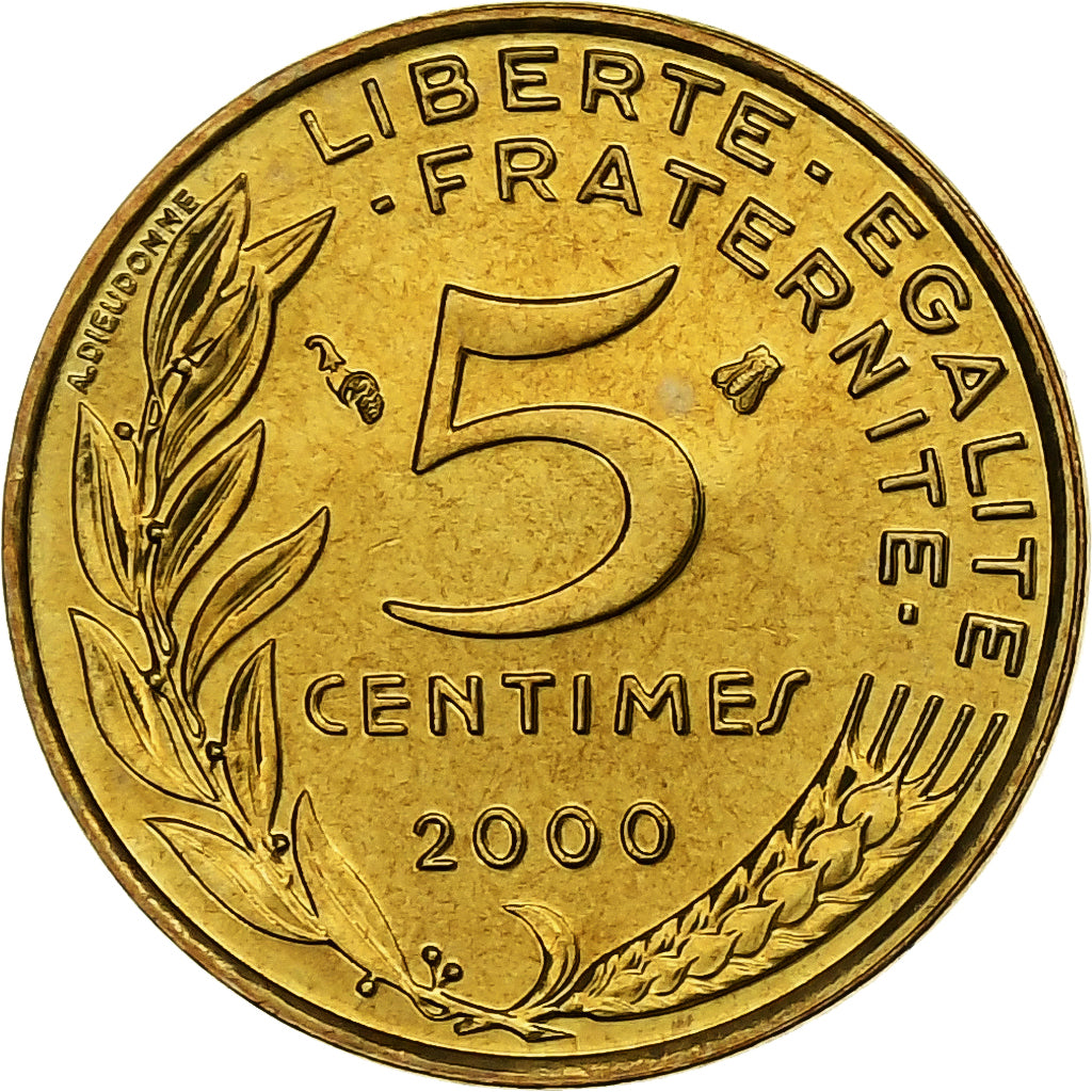 France, 5 Centimes, Marianne, 2000, MDP, BU, Aluminum-Bronze, MS(65-70)