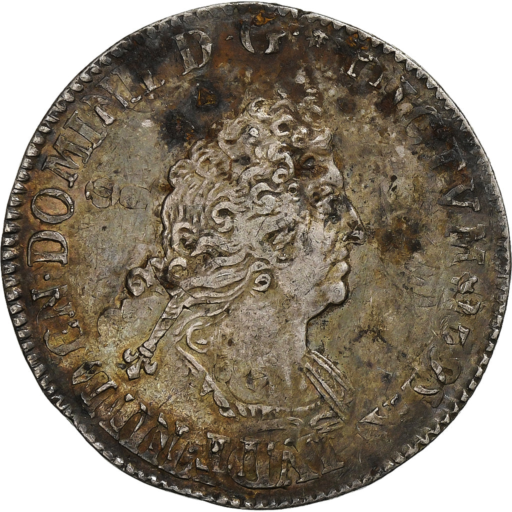 França, Louis XIV, 1/2 Écu aux 8 L, 1704-1709, reformed, Prata, EF(40-45)