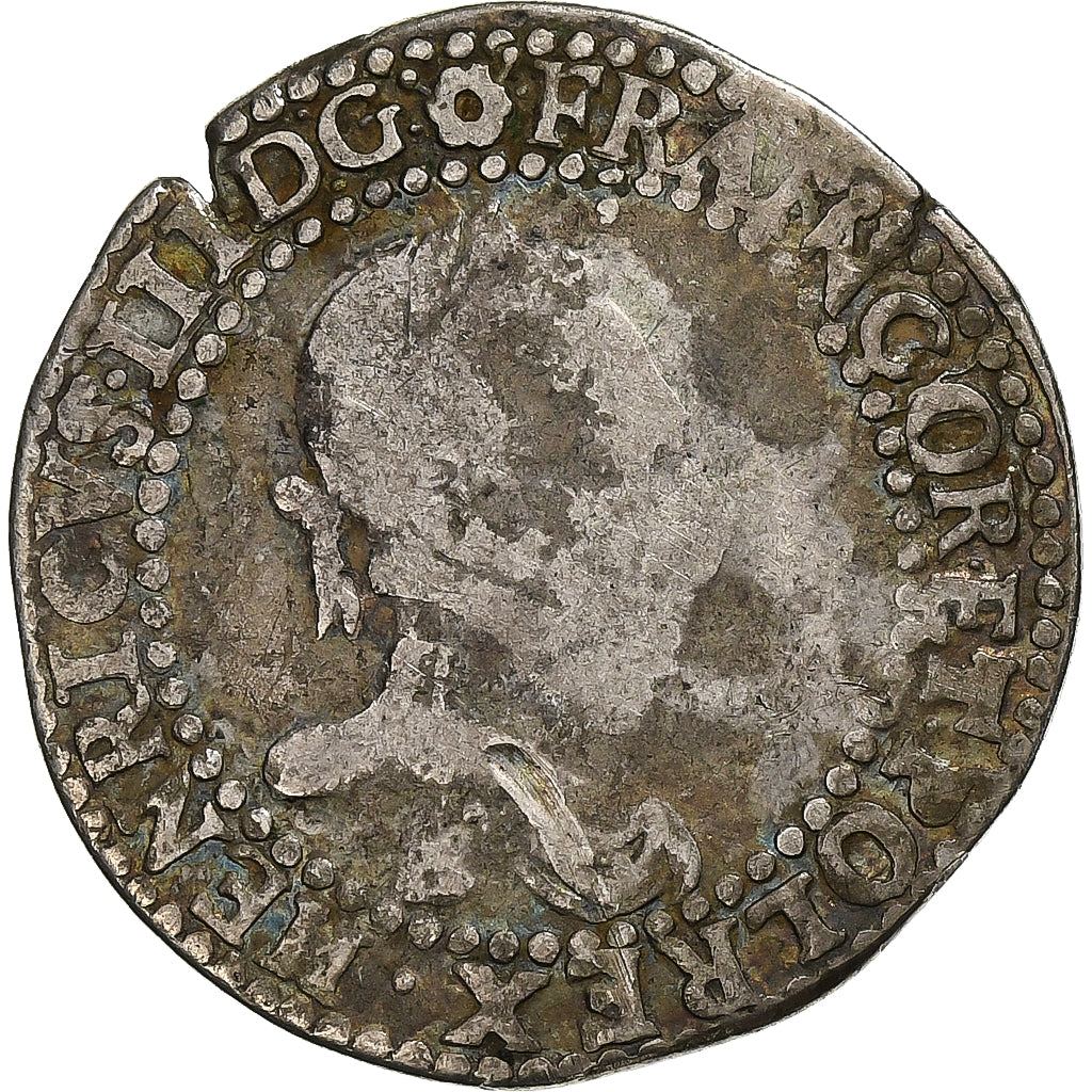 Frankrijk, Henri III, 1/2 Franc au col plat, 1587, Rouen, Zilver, FR