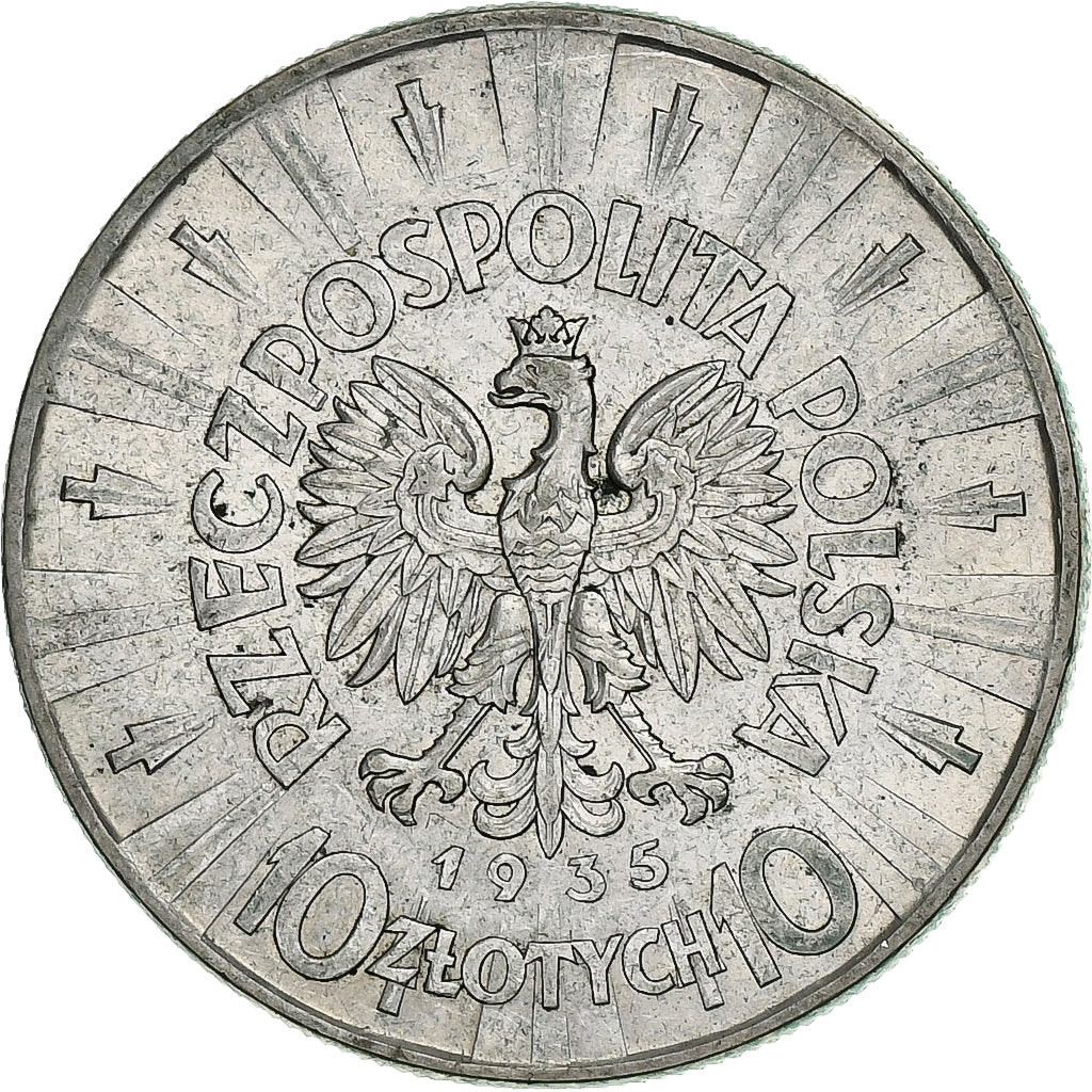 Pologne, 10 Zlotych, Josef Pilsudski, 1935, Argent, TTB+, KM:29