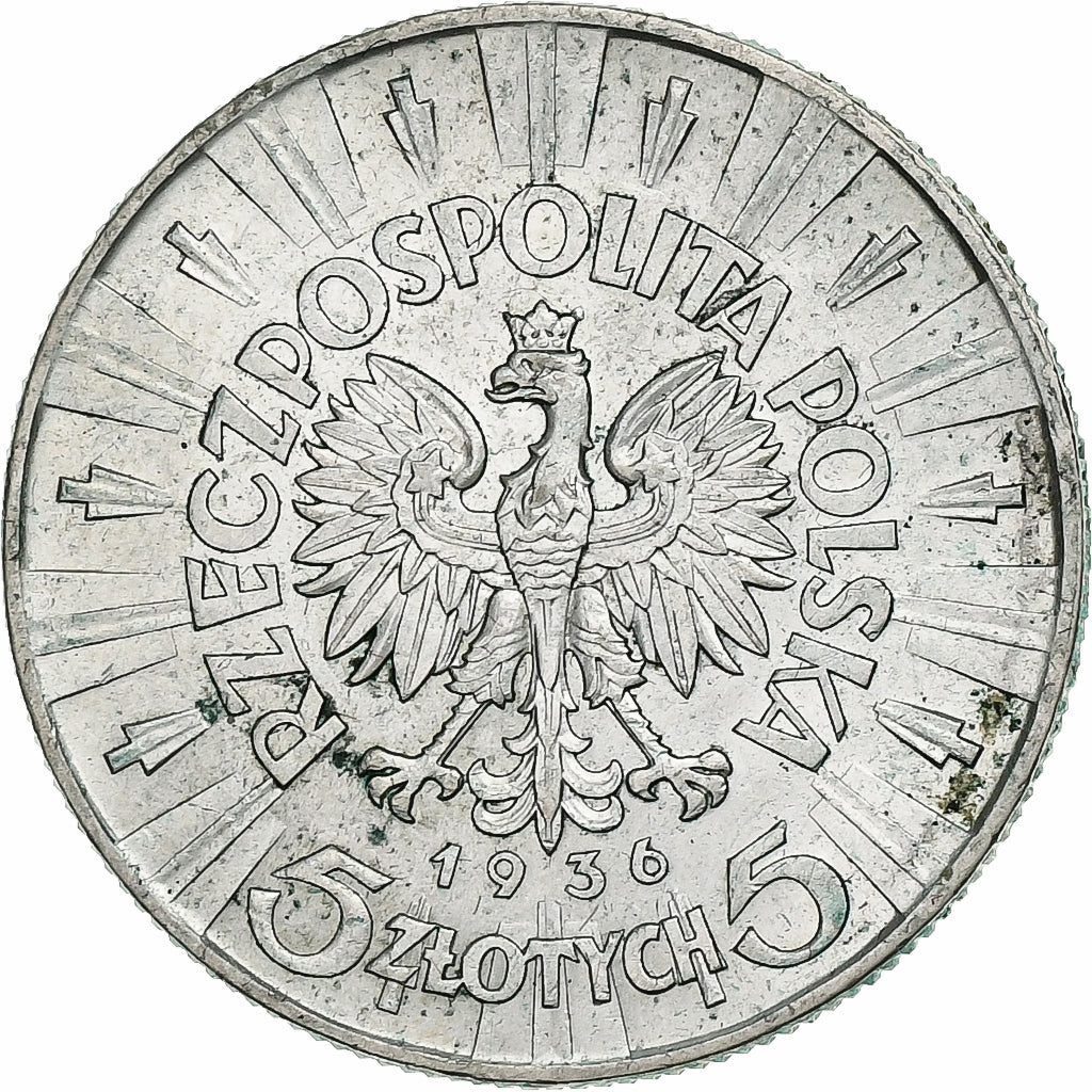 Poland, 5 Zlotych, Josef Pilsudski, 1936, Silver, AU(50-53), KM:28