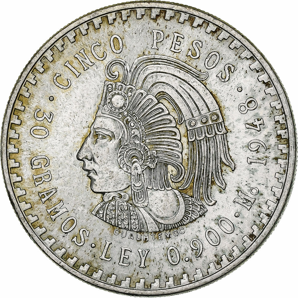Mexico, 5 Pesos, 1948, Mexico City, Silver, AU(55-58), KM:465