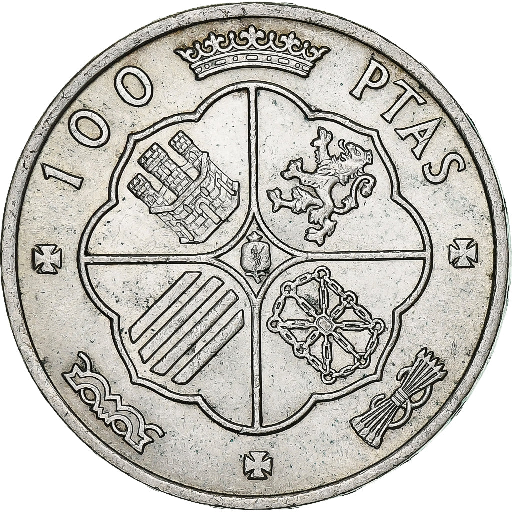 Spain, Francisco Franco, 100 Pesetas, 1966, Madrid, Silver, AU(50-53), KM:797