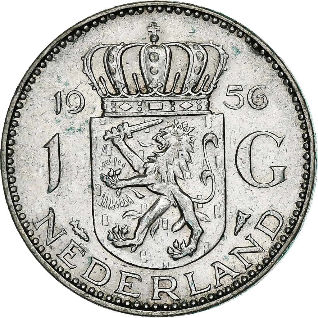 Holandia, Juliana, Gulden, 1956, Utrecht, Srebro, AU(50-53), KM:2