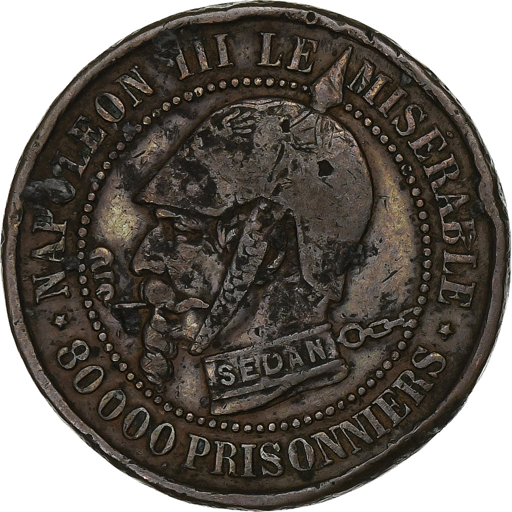 France, Monnaie satirique, Napoléon III, Souvenir de Sedan, 80000 Prisonniers