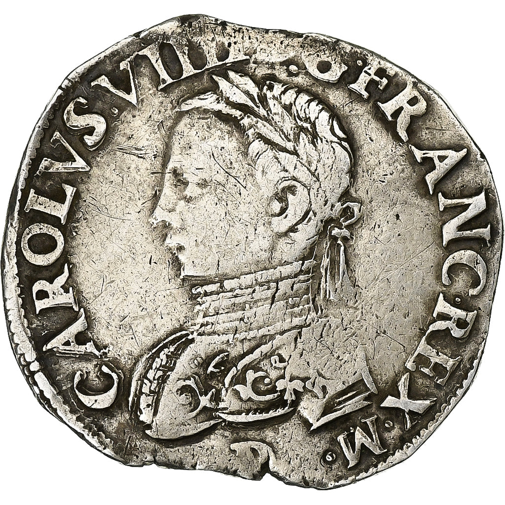 France, Charles IX, Teston, 1563, Lyon, Silver, VF(30-35), Gadoury:430
