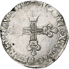 Francia, Louis XIII, 1/4 Ecu, 1612, Bordeaux, Plata, BC+, Gadoury:27