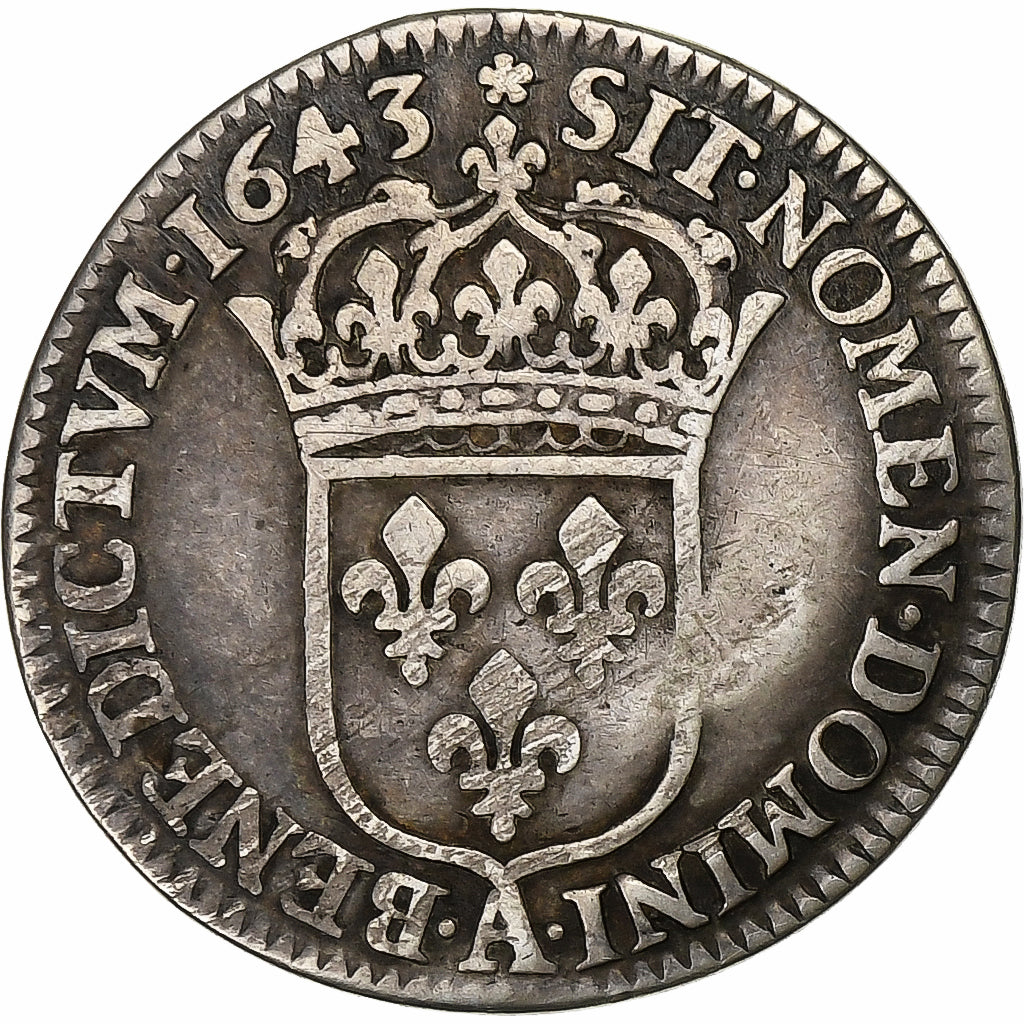 France, Louis XIII, 1/12 Ecu, 2ème poinçon de Warin, 1643, Paris, rose