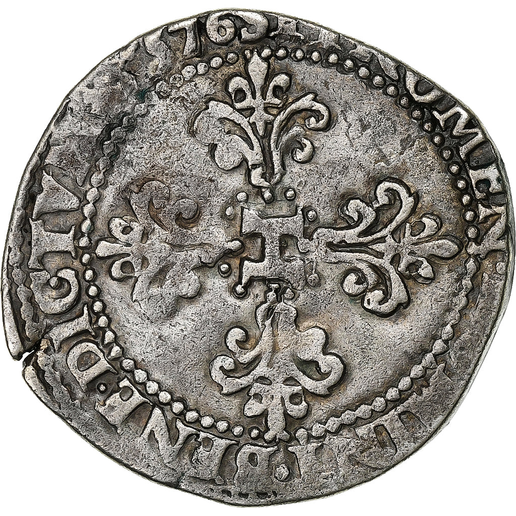 Francja, Henri III, Franc au Col Plat, 1576, Nantes, Srebro, VF(30-35)