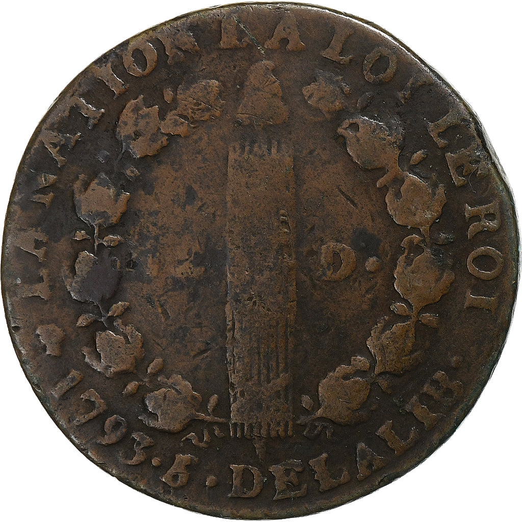 Francja, Louis XVI, 12 Deniers, 1793·5, Lyon, Miedź, VF(30-35), Gadoury:15