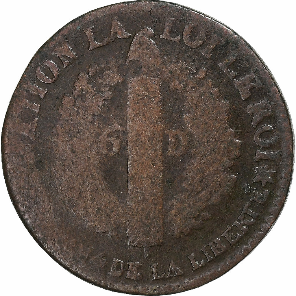 Francia, Louis XVI, 6 deniers français, 1792, Strasbourg, Rame, B+, Gadoury:7