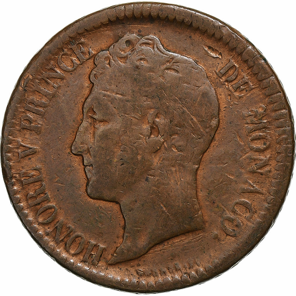 Monaco, Honore V, Decime, 1838, Monaco, Bronze, VF(20-25), Gadoury:MC105