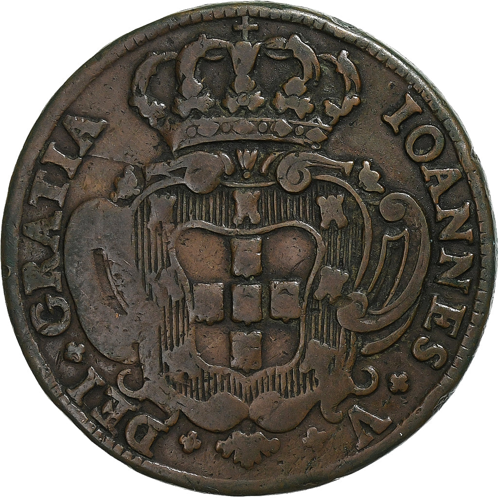 Portugal, João V, 10 Reis, 1734, Lisbonne, Cuivre, TB+, KM:217