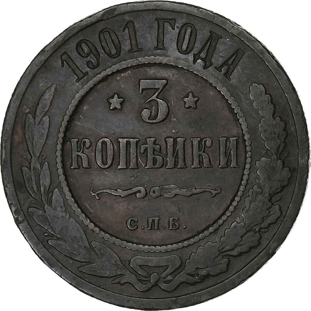 Russia, Nicholas II, 3 Kopeks, 1901, Saint Petersburg, Copper, VF(30-35)